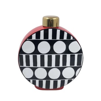 ΚΕΡΑΜΙΚΟ ΚΥΚΛΙΚΟ ΒΑΖΟ ΜΕ ΚΑΠΑΚΙ ΜΕΓΑΛΟ ΑΣΠΡΟΜΑΥΡΑ ΣΧΗΜΑΤΑ - 28x9x33cm 4/KIB