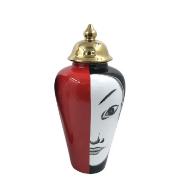 ΚΕΡΑΜΙΚΟ ΚΟΥΠ ΜΙΚΡΟ ΜΕ ΚΑΠΑΚΙ ΑΣΙΑΤΙΚΟ ΠΡΟΣΩΠΟ & ΣΤΥΛ - Φ21x48cm 2/KIB