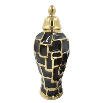 ΚΕΡΑΜΙΚΟ ΚΟΥΠ ΜΕΓΑΛΟ ΜΕ ΚΑΠΑΚΙ ΜΑΥΡΟ/ΧΡΥΣΟ ΑΣΙΑΤΙΚΟ ΤΕΤTΡΙΣ - Φ15x40cm 4/KIB