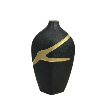 ΚΕΡΑΜΙΚΟ ΒΑΖΟ ΜΑΥΡΟ ΜΕ ΧΡΥΣΟ ΑΥΛΑΚΩΤΟ ΣΧΕΔΙΟ ΜΙΚΡΟ - 30cm 1/8ΚΙΒ