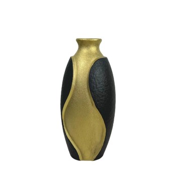 ΚΕΡΑΜΙΚΟ ΒΑΖΟ ΧΡΥΣΟ ΜΕ ΜΑΥΡΗ ΑΝΑΓΛΥΦΗ ΕΠΙΚΑΛΥΨΗ ΜΕΓΑΛΟ - 37.6cm 1/6ΚΙΒ