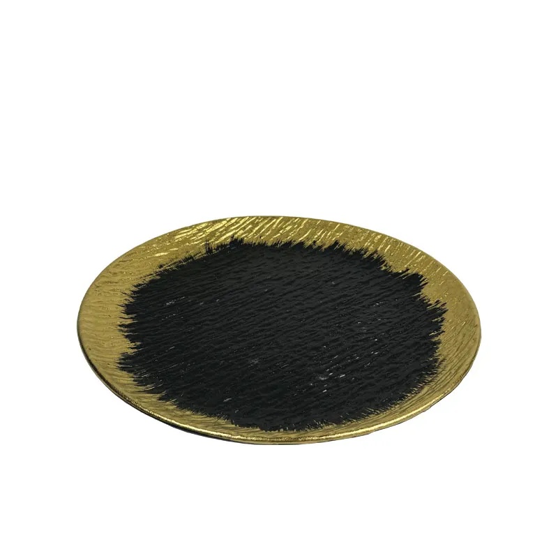 ΚΕΡΑΜΙΚH ΠΙΑΤΕΛΑ ΜΑΥΡΟ/ΧΡΥΣΟ ΟΜΠΡΕ ΕΦΕ ΣΤΡΟΓΓΥΛΗ - Φ29.2cm 3/24ΚΙΒ