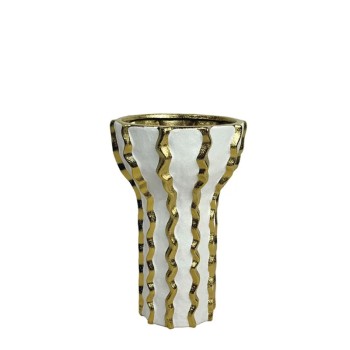 ΚΕΡΑΜΙΚΟ ΚΟΥΠ ΛΕΥΚΟ ΜΕ ΧΡΥΣΕΣ ΚΑΘΕΤΕΣ ΖΙΚΖΑΚ ΡΑΒΔΩΣΕΙΣ MEDIUM - 25.4cm 1/8ΚΙΒ