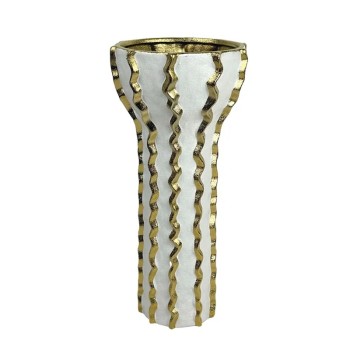 ΚΕΡΑΜΙΚΟ ΚΟΥΠ ΛΕΥΚΟ ΜΕ ΧΡΥΣΕΣ ΚΑΘΕΤΕΣ ΖΙΚΖΑΚ ΡΑΒΔΩΣΕΙΣ XLARGE - 39.9cm 1/4ΚΙΒ