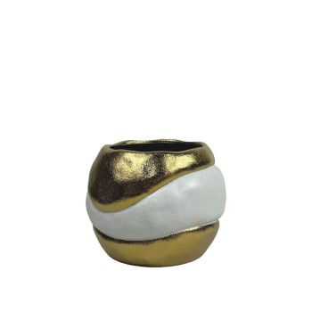 ΚΕΡΑΜΙΚΟ ΒΑΖΟ-ΜΠOΛ ΛΕΥΚΕΣ/ΧΡΥΣΕΣ ΑΝΑΓΛΥΦΕΣ ΔΙΠΛΕΣ ΜΙΚΡΟ - 19.1cm 1/8ΚΙΒ