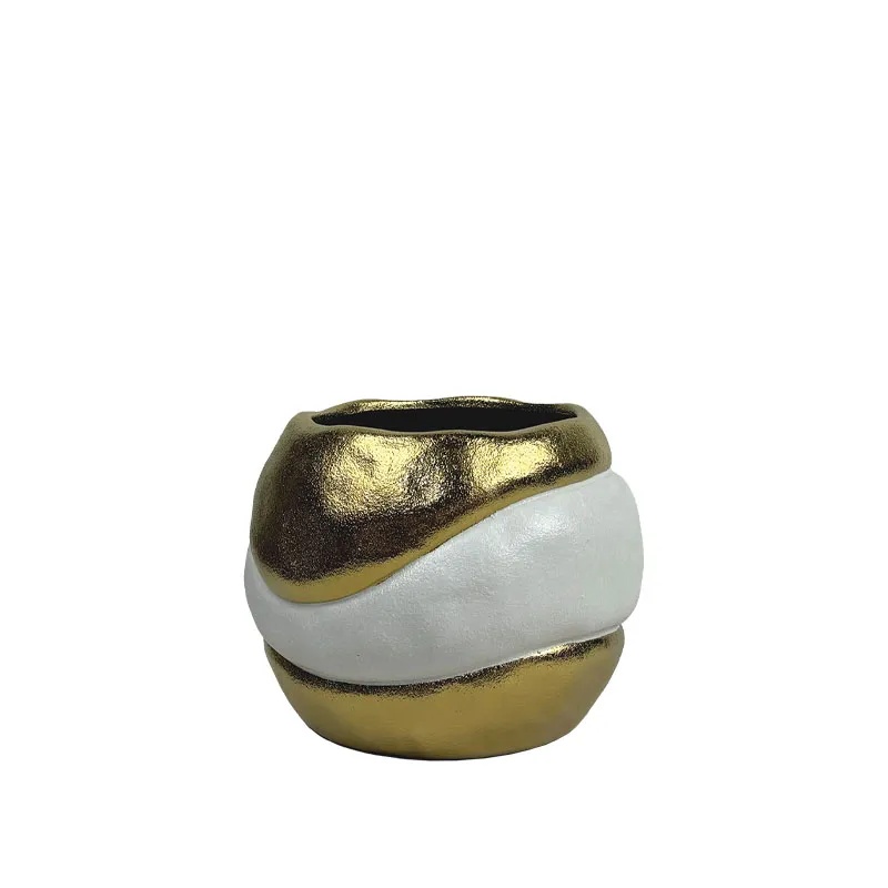 ΚΕΡΑΜΙΚΟ ΒΑΖΟ-ΜΠOΛ ΛΕΥΚΕΣ/ΧΡΥΣΕΣ ΑΝΑΓΛΥΦΕΣ ΔΙΠΛΕΣ ΜΙΚΡΟ - 19.1cm 1/8ΚΙΒ