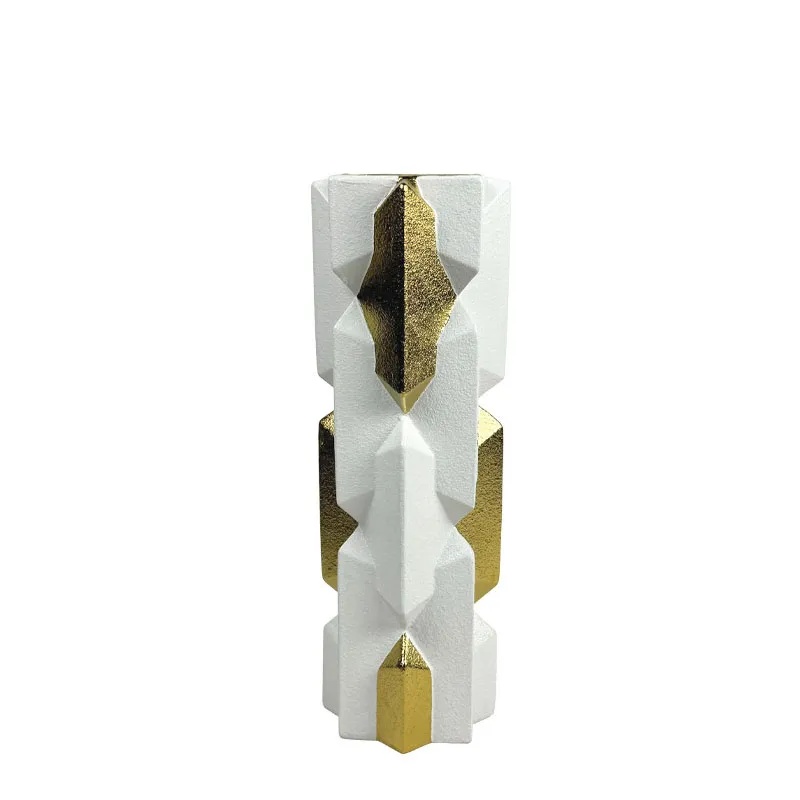 ΚΕΡΑΜΙΚΟ ΒΑΖΟ ΛΕΥΚΟ/ΧΡΥΣΟ ΤΕΤΡΑΓΩΝΑ ΧΙΑΣΤI LARGE - 36.8cm 1/9ΚΙΒ