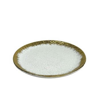 ΚΕΡΑΜΙΚH ΠΙΑΤΕΛΑ ΛΕΥΚΟ/ΧΡΥΣΟ ΟΜΠΡΕ ΕΦΕ ΣΤΡΟΓΓΥΛΗ - 29.2cm 3/24ΚΙΒ