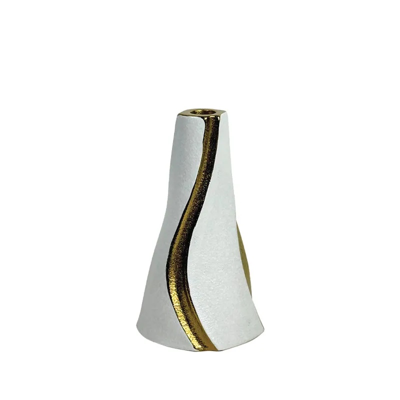 ΚΕΡΑΜΙΚΟ ΚΗΡΟΠΗΓΙΟ ΛΕΥΚΟ/ΧΡΥΣΟ ΚΩΝΙΚΟ ΚΑΘΕΤΑ ΚΥΜΑΤΑ ΜΕΓΑΛΟ - 24.1cm 1/12ΚΙΒ