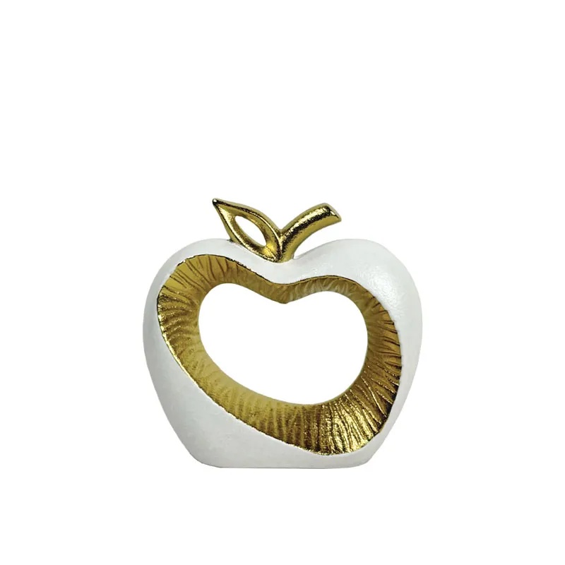 ΚΕΡΑΜΙΚΟ ΔΙΑΚΟΣΜΗΤΙΚΟ ΜΗΛΟ ΛΕΥΚΟ/ΧΡΥΣΟ ΜΕ ΤΡΥΠΑ - 19.8cm 1/16ΚΙΒ