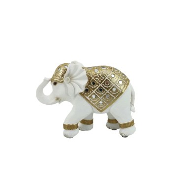 ΔΙΑΚΟΣΜΗΤΙΚΗ ΦΙΓΟΥΡΑ ΕΛΕΦΑΝΤΑΚΙ ΛΕΥΚΟ/ΧΡΥΣΟ ΜΕ ΣΤΟΛΙΔΙΑ - 17x6x13cm 24/KIB