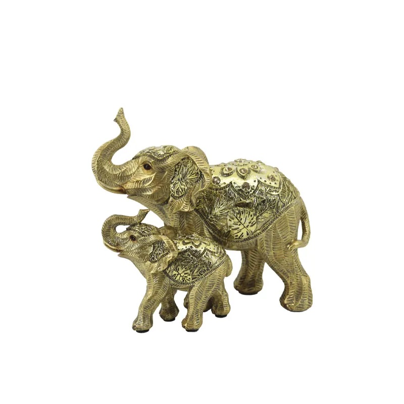 ΔΙΑΚΟΣΜΗΤΙΚΗ ΦΙΓΟΥΡΑ 2 ΕΛΕΦΑΝΤΑΚΙA ΧΡΥΣΟ/ΜΑΥΡΟ ΜΕ ΣΤΟΛΙΔΙΑ - 18x10.5x16.5cm 12/KIB