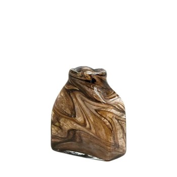 ΒΑΖΟ ΑΠΟ ΦΥΣΗΤΟ ΓΥΑΛΙ ΚΑΦΕ/ΜΕΛΙ ΠΛΑΚΕ ΚΟΝΤΟ - 20.5x9.5x22cm 4/ΚΙΒ