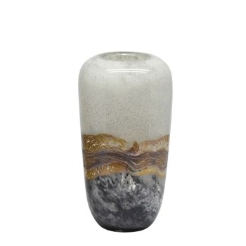 ΒΑΖΟ ΑΠΟ ΦΥΣΗΤΟ ΓΥΑΛΙ ΩΟΕΙΔΕΣ ΜΠΕΖ/ΜΕΛΙ & ΓΚΡΙ ΜΑΡΜΑΡΟ - Φ15x28cm 6/ΚΙΒ