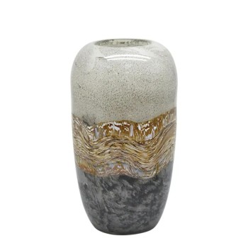 ΒΑΖΟ ΑΠΟ ΦΥΣΗΤΟ ΓΥΑΛΙ ΩΟΕΙΔΕΣ ΜΠΕΖ/ΜΕΛΙ & ΓΚΡΙ ΜΑΡΜΑΡΟ ΜΕΓΑΛΟ - Φ17.5x31cm 4/ΚΙΒ