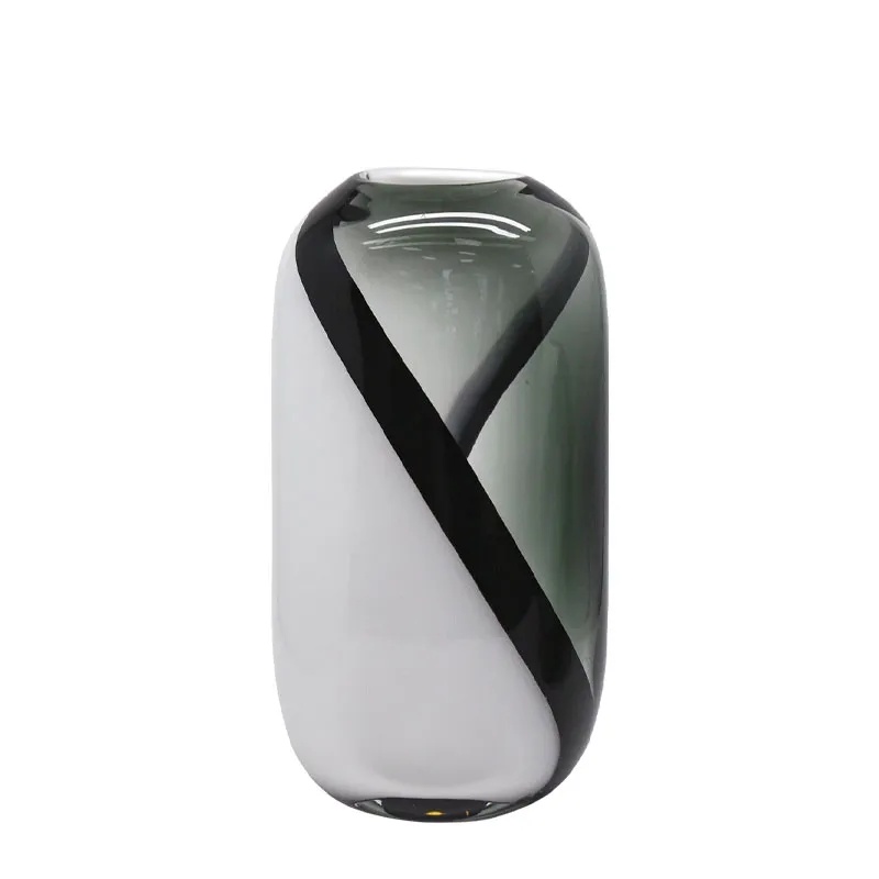 ΒΑΖΟ ΑΠΟ ΦΥΣΗΤΟ ΓΥΑΛΙ ΠΟΜΠΕ ΓΚΡΙ/ΛΕΥΚΟ/ΜΑΥΡΟ - 18x12.5x32cm 4/ΚΙΒ