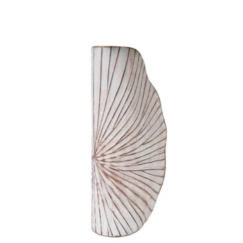 ΜΕΤΑΛΛΙΚΟ ΒΑΖΟ  ΧΡΥΣΟ/ΛΕΥΚΟ ΗΜΙΚΥΚΛΙΚΟ ΜΕ ΓΡΑΜΜΕΣ - 19.7x40.0x10.2cm 4/KIB