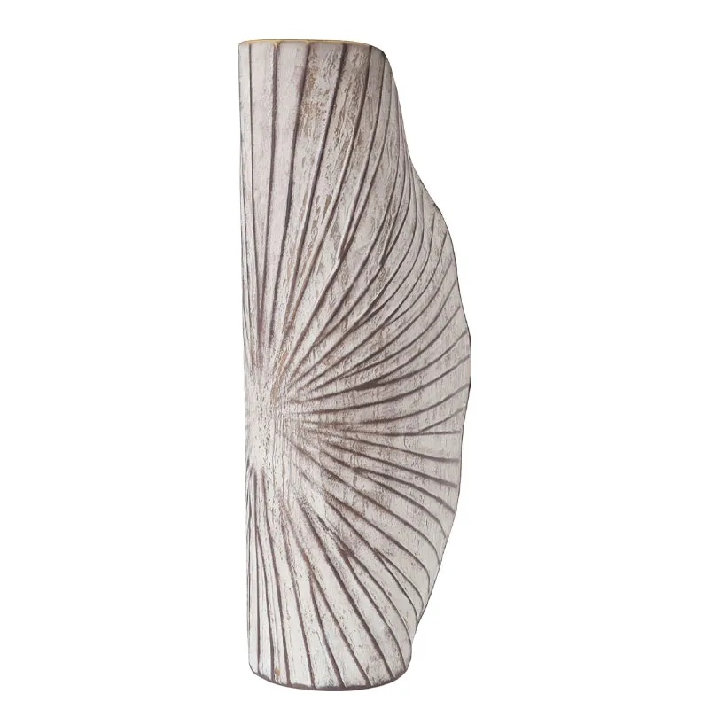 ΜΕΤΑΛΛΙΚΟ ΒΑΖΟ  ΚΑΦΕ ΠΑΛΑΙΩΜΕΝΟ ΗΜΙΚΥΚΛΙΚΟ ΓΡΑΜΜΕΣ - 22.9x48.9x11.4cm 4/KIB