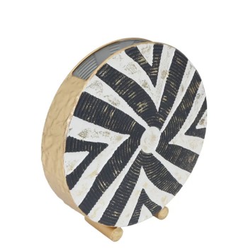 ΜΕΤΑΛΛΙΚΟ ΒΑΖΟ  ΧΡΥΣΟ/ΜΑΥΡΟ/ΛΕΥΚΟ ΑΣΠΡΟΜΑΥΡΕΣ ΓΡΑΜΜΕΣ - 30.5x31.8x8.9cm 4/KIB