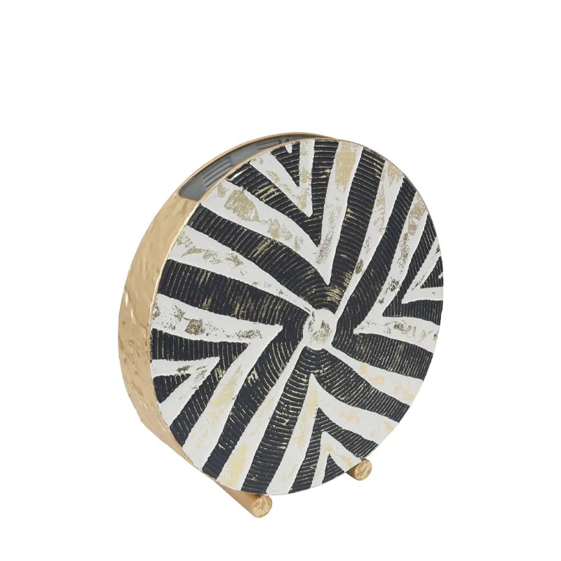 ΜΕΤΑΛΛΙΚΟ ΒΑΖΟ  ΧΡΥΣΟ/ΜΑΥΡΟ/ΛΕΥΚΟ  ΓΡΑΜΜΙΚΑ ΣΧΕΔΙΑ  - 36.8x38.1x8.9cm 4/KIB