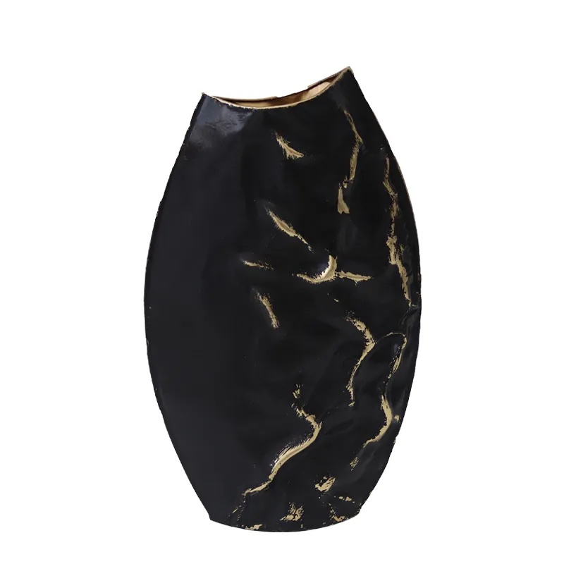 ΜΕΤΑΛΛΙΚΟ ΒΑΖΟ ΜΑΥΡΟ/ΧΡΥΣΟ ΤΣΑΛΑΚΩΤΟ - 27.3x10.2x45.7cm 4/KIB