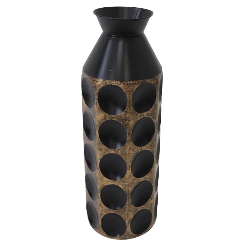 ΜΕΤΑΛΛΙΚΟ ΒΑΖΟ ΜΑΥΡΟ/ΧΡΥΣΟ ΚΥΚΛΟΙ - Φ19.7x61.6cm 4/KIB