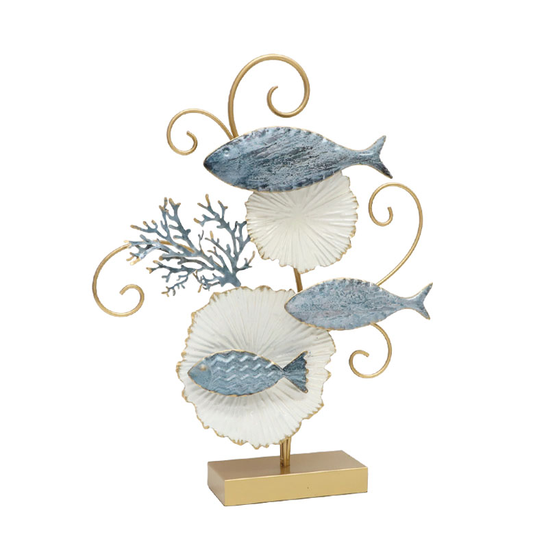 ΜΕΤΑΛΛΙΚΟ ΕΠΙΤΡΑΠΕΖΙΟ ΔΙΑΚΟΣΜΗΤΙΚΟ ΨΑΡΙΑ ΚΑΙ ΚΟΧΥΛΙΑ - 42.5x52.7x8.9cm 4/ΚΙΒ