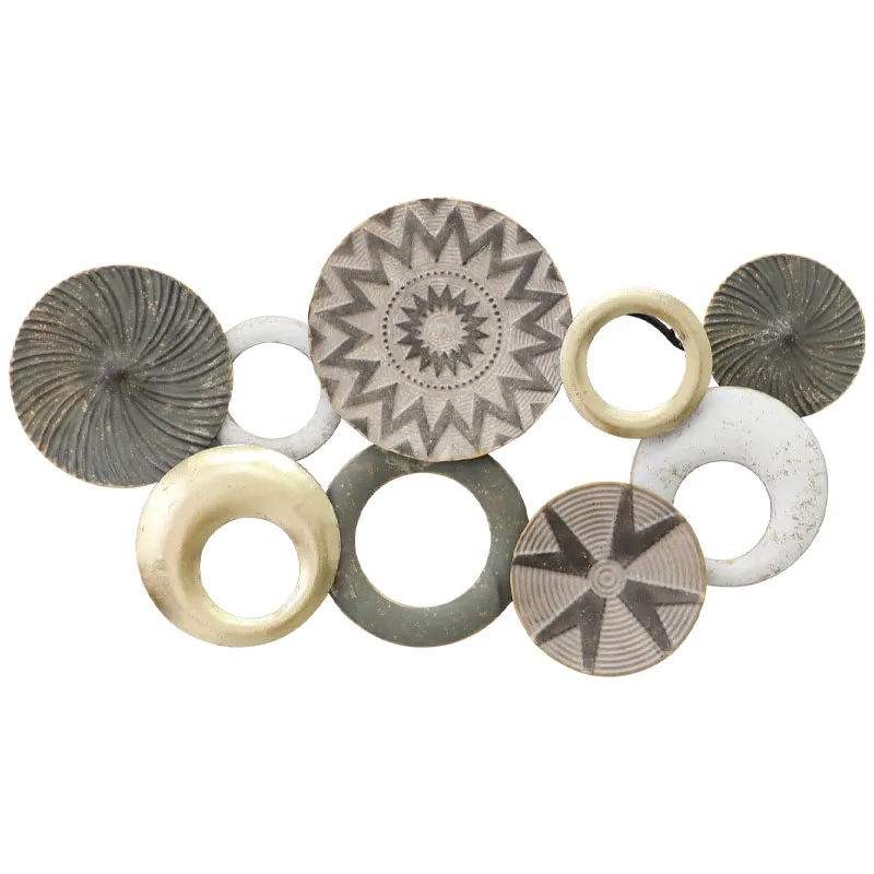 ΜΕΤΑΛΛΙΚΟ ΤΟΙΧΟΥ ΧΡΥΣΟ/ΓΚΡΙ ΓΡΑΜΜΙΚΟ ΣΧΕΔΙΟ ΚΥΚΛΟΙ - 71.1x39.4x5.1cm 4/KIB