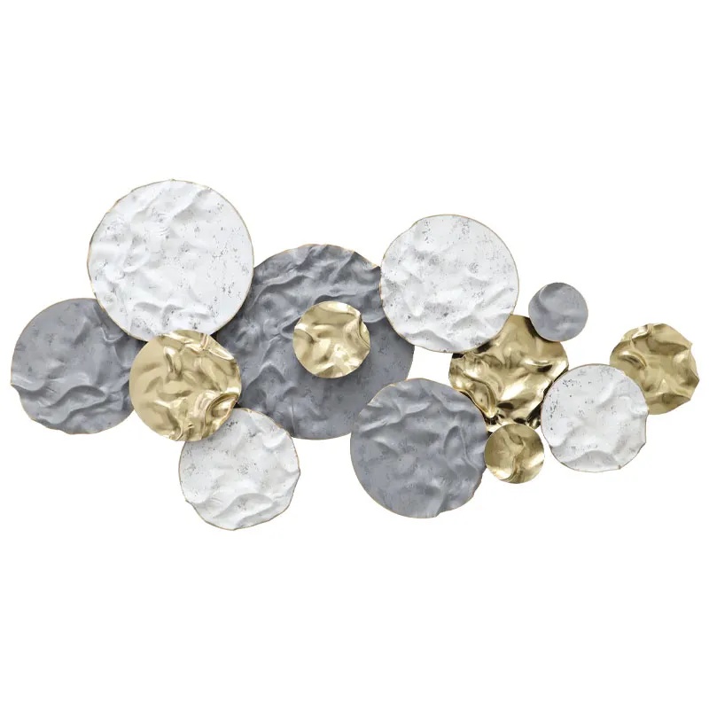 ΜΕΤΑΛΛΙΚΟ ΤΟΙΧΟΥ ΧΡΥΣΟ/ΓΚΡΙ/ΛΕΥΚΟ ΚΥΚΛΟΙ ΤΣΑΛΑΚΩΤΟ - 134.6x67.3x6.4cm 2/KIB