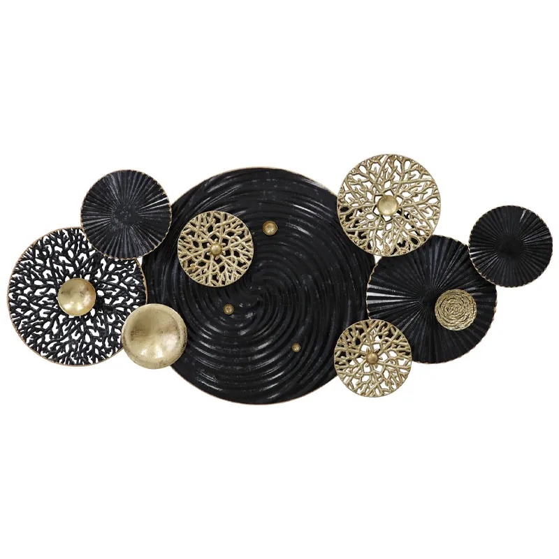 ΜΕΤΑΛΛΙΚO TOIXOY ΧΡΥΣΟ/ΜΑΥΡΟ ΚΥΚΛΟΙ ΑΦΗΡΗΜΕΝΟ - 133.4x60.3x6.4cm 2/KIB