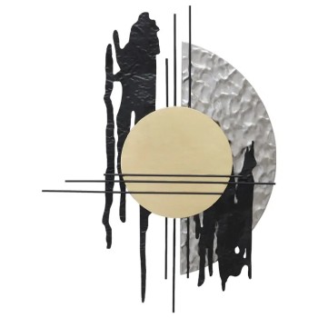 ΜΕΤΑΛΛΙΚΟ ΤΟΙΧΟΥ ΑΣΗΜΙ/ΧΡΥΣΟ/ΜΑΥΡΟ ΠΙΝΕΛΙΕΣ ΑΦΗΡΗΜΕΝΟ - 78.1x102.2x5.1cm 4/KIB