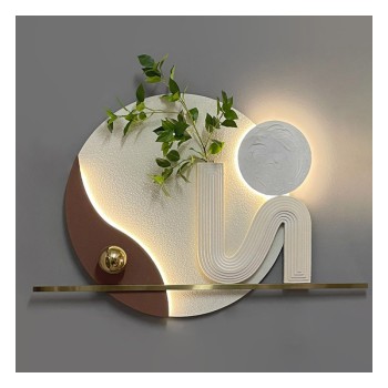 ΦΩΤΙΖΟΜΕΝΟ ΜΕ LED ΔΙΑΚΟΣΜΗΤΙΚΟ ΤΟΙΧΟΥ ΚΥΚΛΟΣ 3D ΜΕ ΒΑΖΟ & ΛΟΥΛΟΥΔΙ - 80x80cm 1/KIB