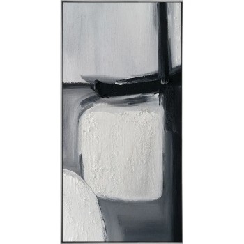 ΠΙΝΑΚΑΣ ΚΑΜΒΑΣ ΑΣΠΡΟΜΑΥΡΟ ΑΦΗΡΗΜΕΝΟ ΣΧΕΔΙΟ ΣΕ ΚΟΡΝΙΖΑ - 62.5x122.5x3.5cm 6/ΚΙΒ