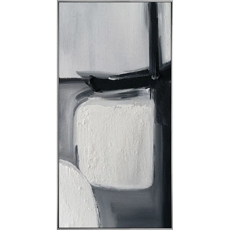 ΠΙΝΑΚΑΣ ΚΑΜΒΑΣ ΑΣΠΡΟΜΑΥΡΟ ΑΦΗΡΗΜΕΝΟ ΣΧΕΔΙΟ ΣΕ ΚΟΡΝΙΖΑ - 62.5x122.5x3.5cm 6/ΚΙΒ