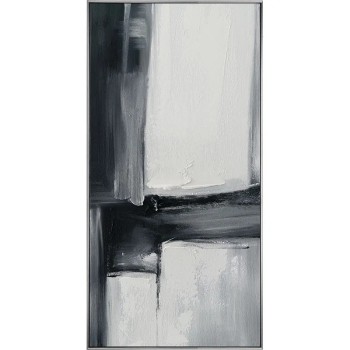 ΠΙΝΑΚΑΣ ΚΑΜΒΑΣ ΑΣΠΡΟΜΑΥΡΟ ΑΦΗΡΗΜΕΝΟ ΣΧΕΔΙΟ ΣΕ ΚΟΡΝΙΖΑ - 62.5x122.5x3.5cm 6/ΚΙΒ