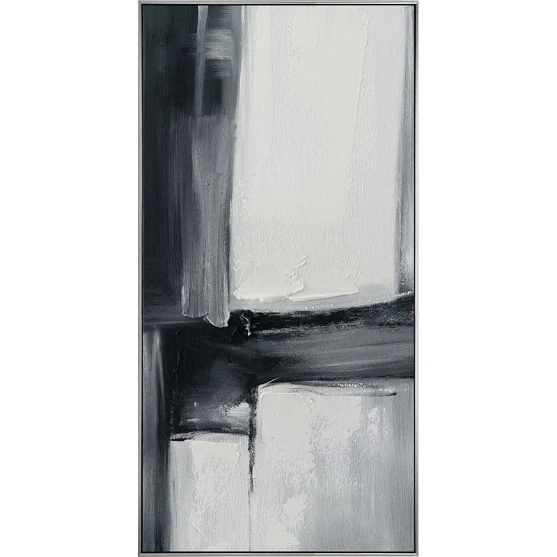 ΠΙΝΑΚΑΣ ΚΑΜΒΑΣ ΑΣΠΡΟΜΑΥΡΟ ΑΦΗΡΗΜΕΝΟ ΣΧΕΔΙΟ ΣΕ ΚΟΡΝΙΖΑ - 62.5x122.5x3.5cm 6/ΚΙΒ