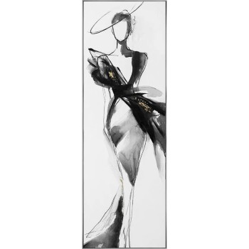 ΠΙΝΑΚΑΣ ΚΑΜΒΑΣ ΑΣΠΡΟΜΑΥΡΟ-ΧΡΥΣΟ ΚΟΜΨΗ ΓΥΝΑΙΚΑ ΣΧΕΔΙΟ ΣΕ ΚΟΡΝΙΖΑ - 42.5x122.5x3.5cm 6/ΚΙΒ