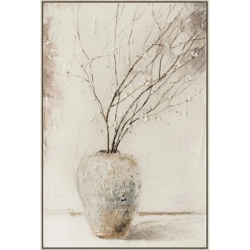 ΠΙΝΑΚΑΣ ΚΑΜΒΑΣ ΒΑΖΟ ΜΕ ΚΛΑΔΙΑ & ΑΝΘΑΚΙΑ ΜΠΕΖ ΜΕ ΣΤΟΙΧΕΙΑ 3D ΣΕ ΚΟΡΝΙΖΑ - 82.5x122.5x3.5cm 8/ΚΙΒ