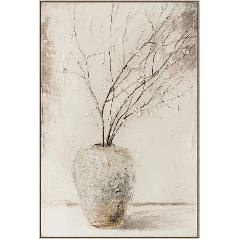 ΠΙΝΑΚΑΣ ΚΑΜΒΑΣ ΒΑΖΟ ΜΕ ΚΛΑΔΙΑ & ΑΝΘΑΚΙΑ ΜΠΕΖ ΜΕ ΣΤΟΙΧΕΙΑ 3D ΣΕ ΚΟΡΝΙΖΑ - 82.5x122.5x3.5cm 8/ΚΙΒ