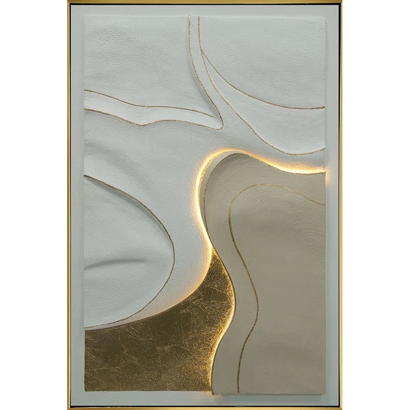ΠΙΝΑΚΑΣ ΣΕ ΚΑΜΒΑ ΦΩΤΙΖΟΜΕΝΟΣ ΜΕ LED ΕΚΡΟΥ/ΧΡΥΣΟ 3D ΑΦΗΡΗΜΕΝΟ ΣΧΕΔΙΟ ΣΕ ΚΟΡΝΙΖΑ - 82.5x122.5x3.5cm 4/KIB