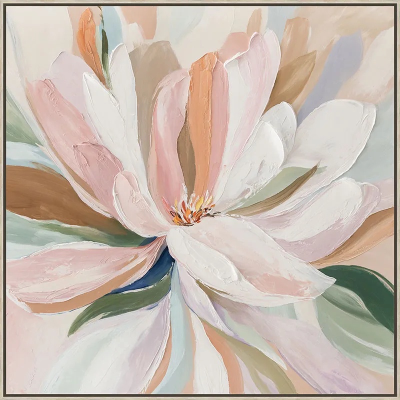 ΠΙΝΑΚΑΣ ΚΑΜΒΑΣ ΡΟΖ/ΠΡΑΣΙΝΟ ΛΟΥΛΟΥΔΙ ΣΕ ΚΟΡΝΙΖΑ - 102.5x102.5x3.5cm 6/ΚΙΒ