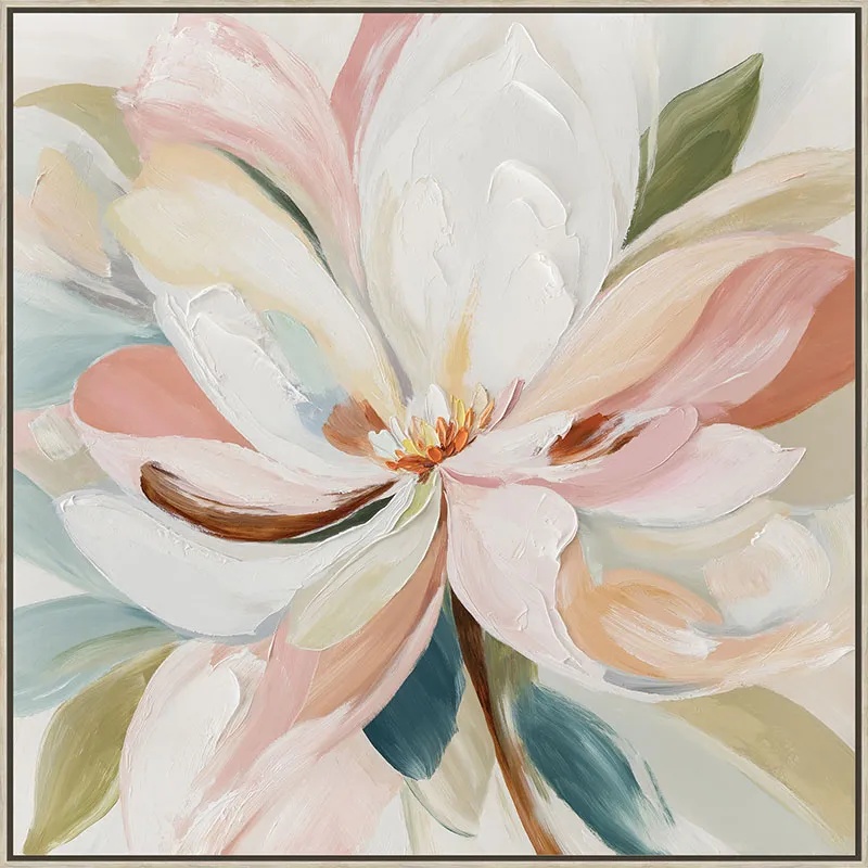 ΠΙΝΑΚΑΣ ΚΑΜΒΑΣ ΡΟΖ/ΠΡΑΣΙΝΟ ΛΟΥΛΟΥΔΙ ΣΕ ΚΟΡΝΙΖΑ - 102.5x102.5x3.5cm 6/ΚΙΒ