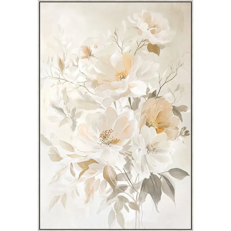 ΠΙΝΑΚΑΣ ΚΑΜΒΑΣ ΕΚΡΟΥ/ΓΚΡΙ ΛΟΥΛΟΥΔΙΑ ΣΕ ΚΟΡΝΙΖΑ - 82.5x122.5x3.5cm 6/ΚΙΒ