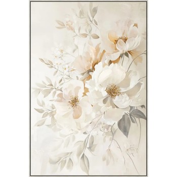 ΠΙΝΑΚΑΣ ΚΑΜΒΑΣ ΕΚΡΟΥ/ΓΚΡΙ ΛΟΥΛΟΥΔΙΑ ΣΕ ΚΟΡΝΙΖΑ - 82.5x122.5x3.5cm 6/ΚΙΒ