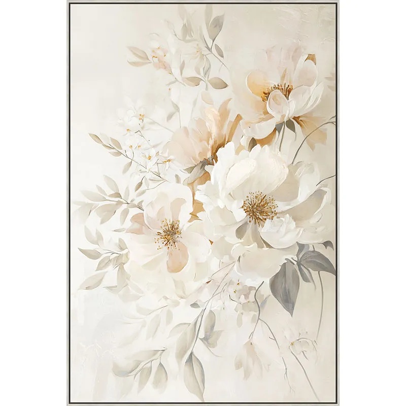 ΠΙΝΑΚΑΣ ΚΑΜΒΑΣ ΕΚΡΟΥ/ΓΚΡΙ ΛΟΥΛΟΥΔΙΑ ΣΕ ΚΟΡΝΙΖΑ - 82.5x122.5x3.5cm 6/ΚΙΒ