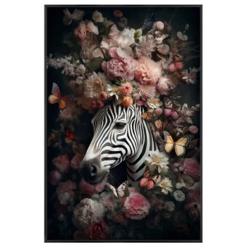 ΠΙΝΑΚΑΣ ΚΑΜΒΑΣ ΖΕΒΡΑ ΜΕ ΛΟΥΛΟΥΔΙΑ ΠΑΣΤΕΛ ΣΕ ΚΟΡΝΙΖΑ - 60x90x3.5cm 15/ΚΙΒ