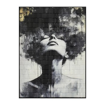 ΠΙΝΑΚΑΣ ΚΑΜΒΑΣ ΓΥΝΑΙΚΑ-ΑΙΣΘΗΣΕΙΣ ΑΣΠΡΟΜΑΥΡΟ/ΧΡΥΣΟ ΑΝΑΓΛΥΦΟ ΕΦΕ ΣΕ ΚΟΡΝΙΖΑ - 60x80x3.5cm 15/ΚΙΒ