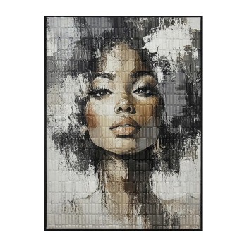 ΠΙΝΑΚΑΣ ΚΑΜΒΑΣ ΓΥΝΑΙΚΑ-ΗΡΕΜΙΑ ΑΣΠΡΟΜΑΥΡΟ/ΧΡΥΣΟ ΑΝΑΓΛΥΦΟ ΕΦΕ ΣΕ ΚΟΡΝΙΖΑ - 60x80x3.5cm 15/ΚΙΒ