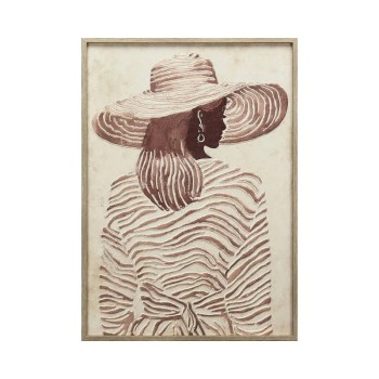 ΠΙΝΑΚΑΣ ΚΑΜΒΑΣ ΓΥΝΑΙΚΑ ΜΕ ΚΑΠΕΛΟ ΕΚΡΟΥ/ΚΑΦΕ ΑΝΑΓΛΥΦΟ ΕΦΕ ΣΕ ΚΟΡΝΙΖΑ - 50x70x3cm 7/ΚΙΒ