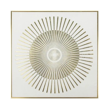 ΠΙΝΑΚΑΣ ΚΑΜΒΑΣ ΚΥΚΛΟΙ ΑΚΤΙΝΩΤΟΙ ΧΡΥΣΟ/ΛΕΥΚΟ ΑΝΑΓΛΥΦΟ ΕΦΕ ΣΕ ΚΟΡΝΙΖΑ - 70x70x3cm 12/ΚΙΒ